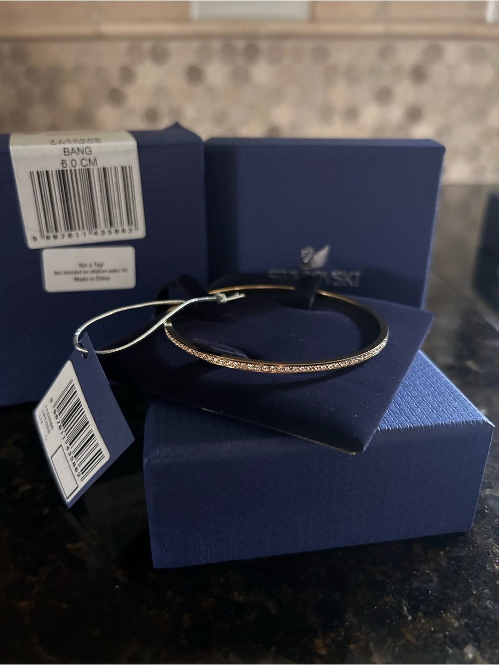 Swarovski Clear Crystal Gold-Tone Bangle Bracelet